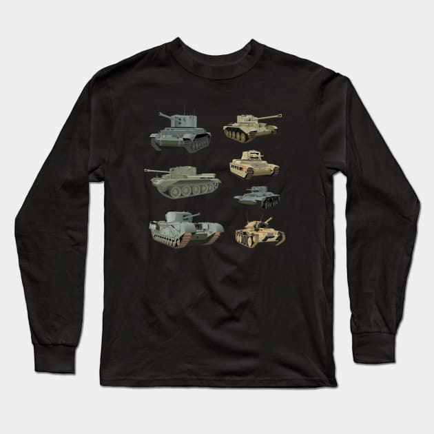 Various British WW2 Tanks Long Sleeve T-Shirt by NorseTech